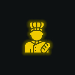 Fototapeta premium Baker yellow glowing neon icon