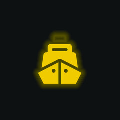 Obraz premium Boat yellow glowing neon icon