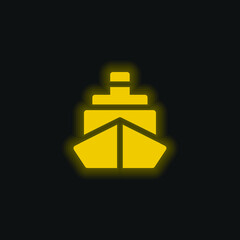 Boat yellow glowing neon icon