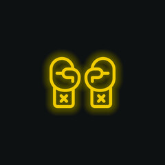 Boxing Gloves yellow glowing neon icon