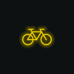 Fototapeta premium Bicycle Healthy Transport yellow glowing neon icon