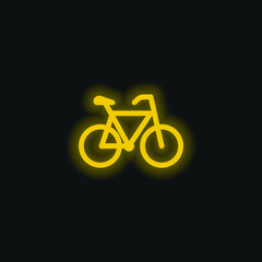 Fototapeta premium Bicycle yellow glowing neon icon