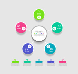 Obraz premium Business infographic abstract background template circle colorful with 5 step