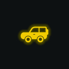 4x4 Car Side View yellow glowing neon icon