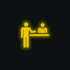 Airport yellow glowing neon icon