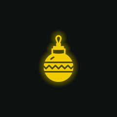 Bauble yellow glowing neon icon