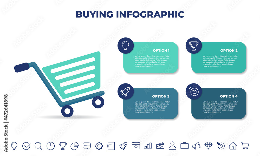 Wall mural buying infographic design template.business infographic template for presentations, banner, workflow layout, process diagram, flow chart and how it work