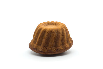 Closeup of gingerbread Kougelhopf  cake on white background