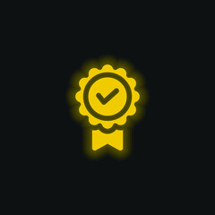 Badge yellow glowing neon icon