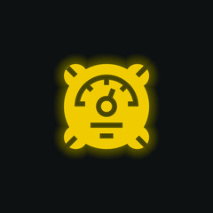 Barometer yellow glowing neon icon