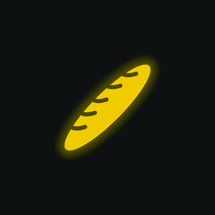 Baguette yellow glowing neon icon