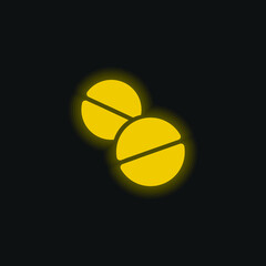 Aspirins yellow glowing neon icon