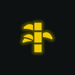 Obraz premium Bamboo yellow glowing neon icon