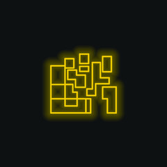 Artistic Squares yellow glowing neon icon