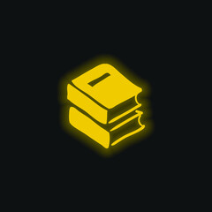 Books yellow glowing neon icon