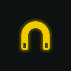 Big Magnet yellow glowing neon icon