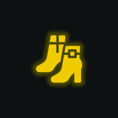 Boots yellow glowing neon icon