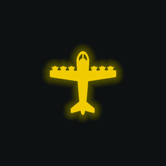 Bombardier yellow glowing neon icon