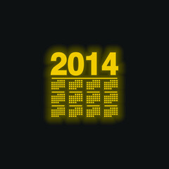 2014 Wall Calendar Variant yellow glowing neon icon