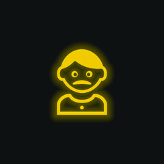 Adult Man With Moustache yellow glowing neon icon