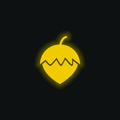 Acorn yellow glowing neon icon