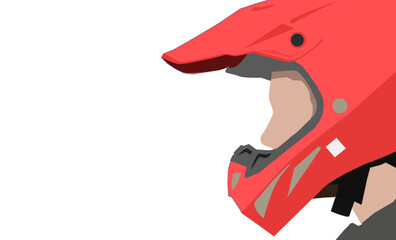 Profile of a motorcycle racer in a red helmet. Athlete motorcyclist. Head of a man in a protective helmet