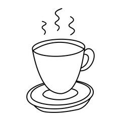 Cup coffee or tea. Cooking, kitchen utensils, home elements. Hot chocolate. Vector illustration in doodle style isolated on white background.