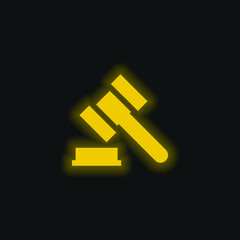 Auction yellow glowing neon icon