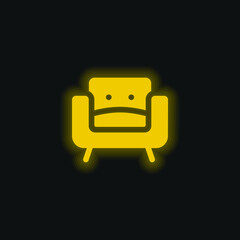 Armchair yellow glowing neon icon