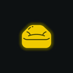 Bean Bag yellow glowing neon icon