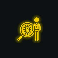 Bacteria yellow glowing neon icon