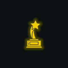 Award yellow glowing neon icon