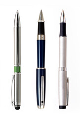 Naklejka premium Silver ball pen isolated on a white background