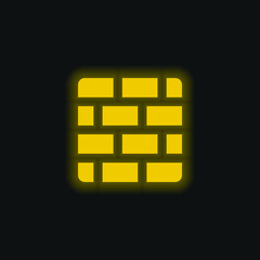 Bricks yellow glowing neon icon
