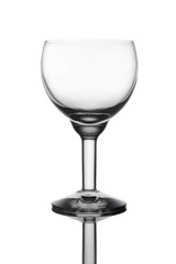 Empty transparent wine glass isolated on white background