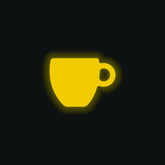 Black Coffee Cup yellow glowing neon icon