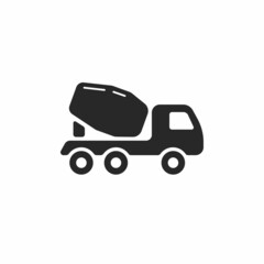 Concrete mixer truck icon isolated on white background. Vector illustration