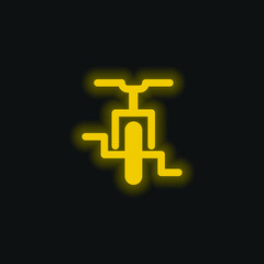 Bicycle yellow glowing neon icon