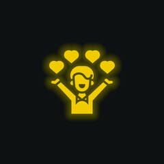 Affection yellow glowing neon icon