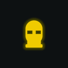 Balaclava yellow glowing neon icon