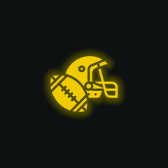 American Football yellow glowing neon icon