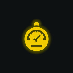 Barometer yellow glowing neon icon