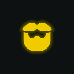 Beard yellow glowing neon icon