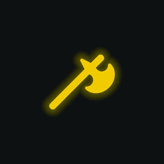 Battle Axe yellow glowing neon icon