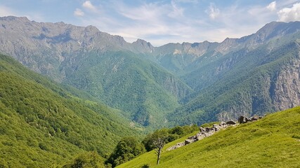 Fototapeta premium Abandoned mountain village in remote Val Grande, National Park in Piedmont, Northern Italy.