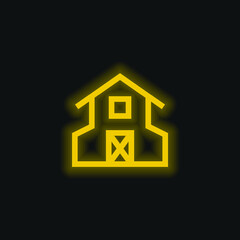 Barn yellow glowing neon icon