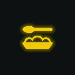 Baby Food yellow glowing neon icon