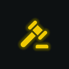 Auction yellow glowing neon icon