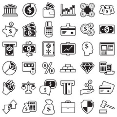 Banking Icons. Line With Fill Design. Vector Illustration.