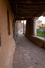 A covered narrow street in Ushaiqer Heritage Village, Saudi Arabia